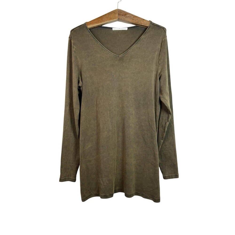 Peruvian Connection Brown Pima Cotton Blend Tunic Blouse Luxury Preppy Boho XL